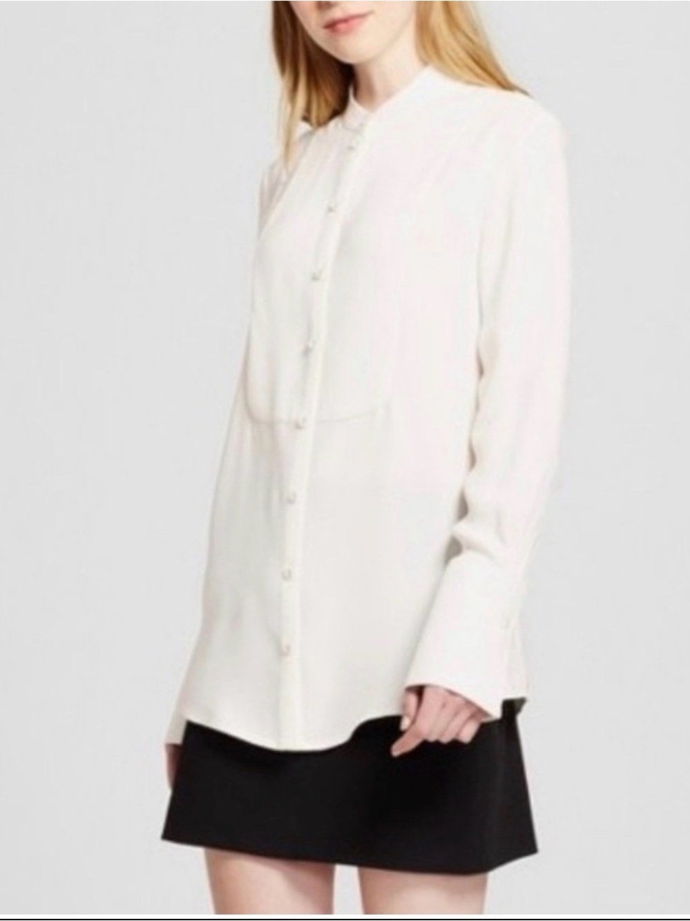 Victoria Beckham for Target Cream Button-Front Long Sleeve Blouse